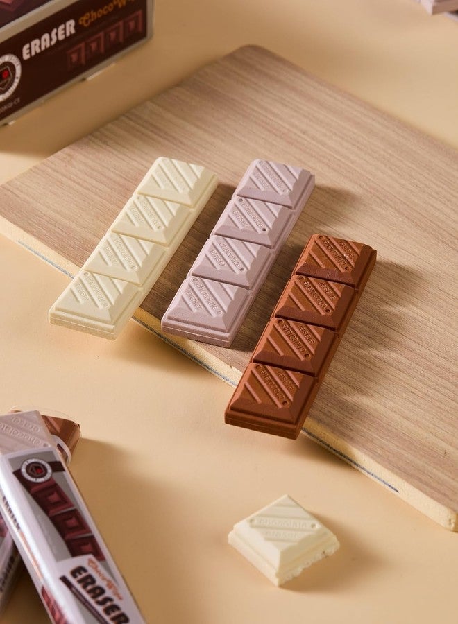 PRAYAN ENTERPRISE Chocolate Bar Erasers - Realistic Candy-Shaped Erasers for Kids, Novelty School Supplies, Fun Stationery Gifts (Set of 3) - Image 2